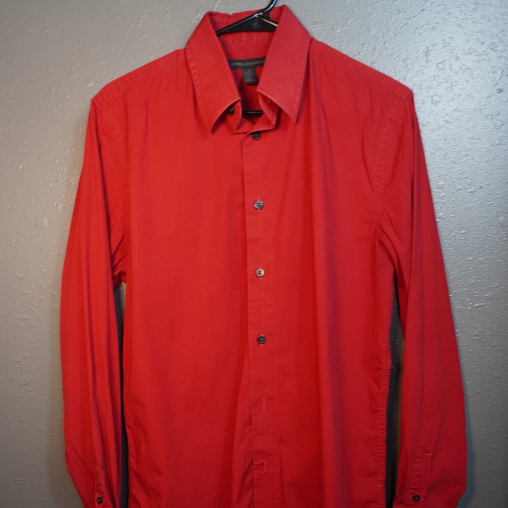 Express Design Studio Men's Red Modern Fit Dress Shirt Medium 15-15.5 Cotton